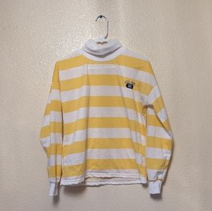 Striped Turtleneck Long Sleeve in Yellow & White Pullover Sweatshirt